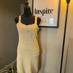 Turn Heads in the Hot Girl Gold Bodycon Dress!